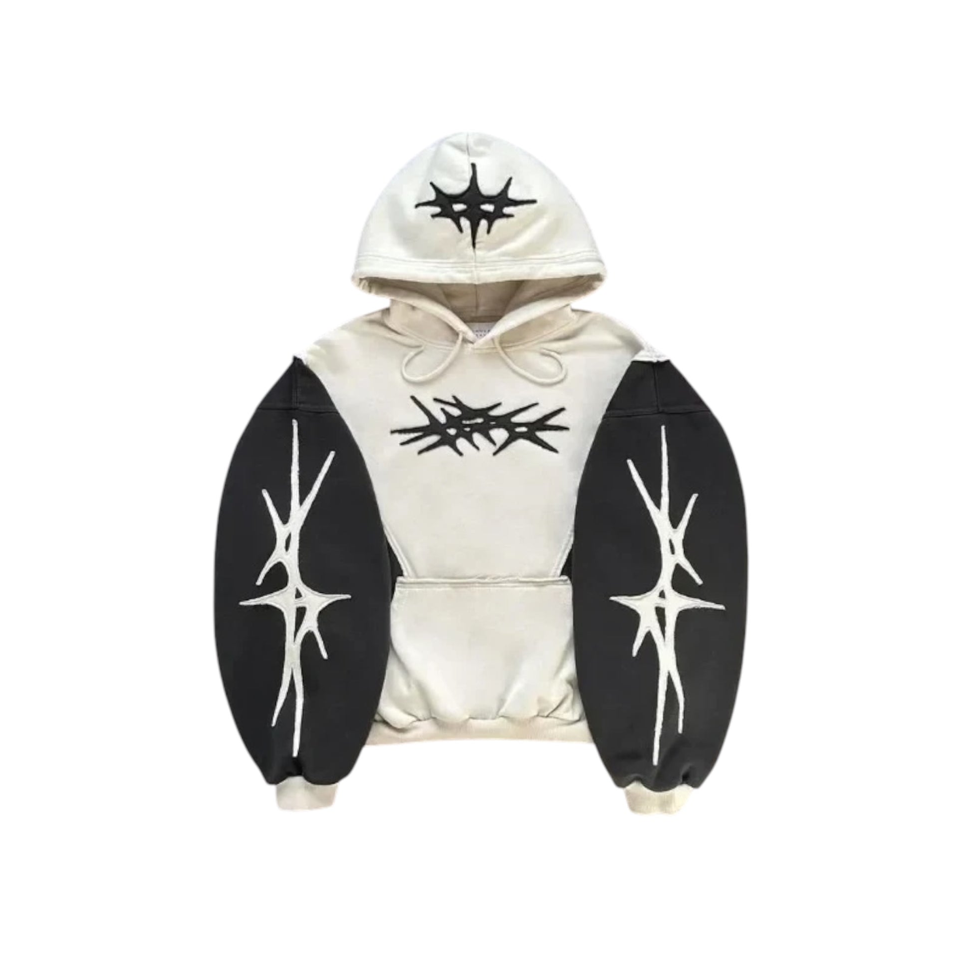 LOWERSTAR White And Black Cropped Patchwork Hoodie