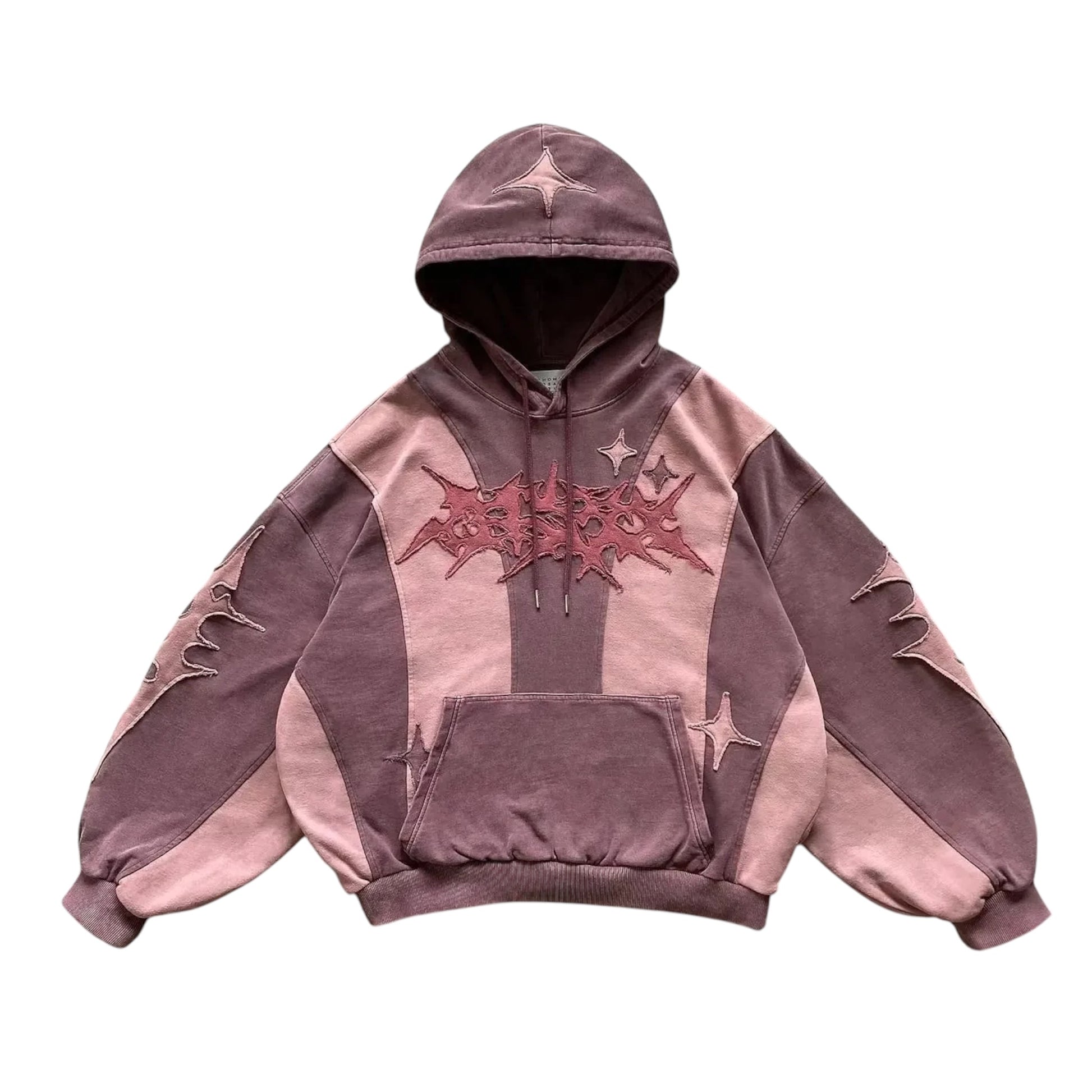 LOWERSTAR Patchwork Purple Cropped Hoodie