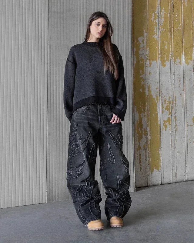 LOWERSTAR Flame Baggy Jeans